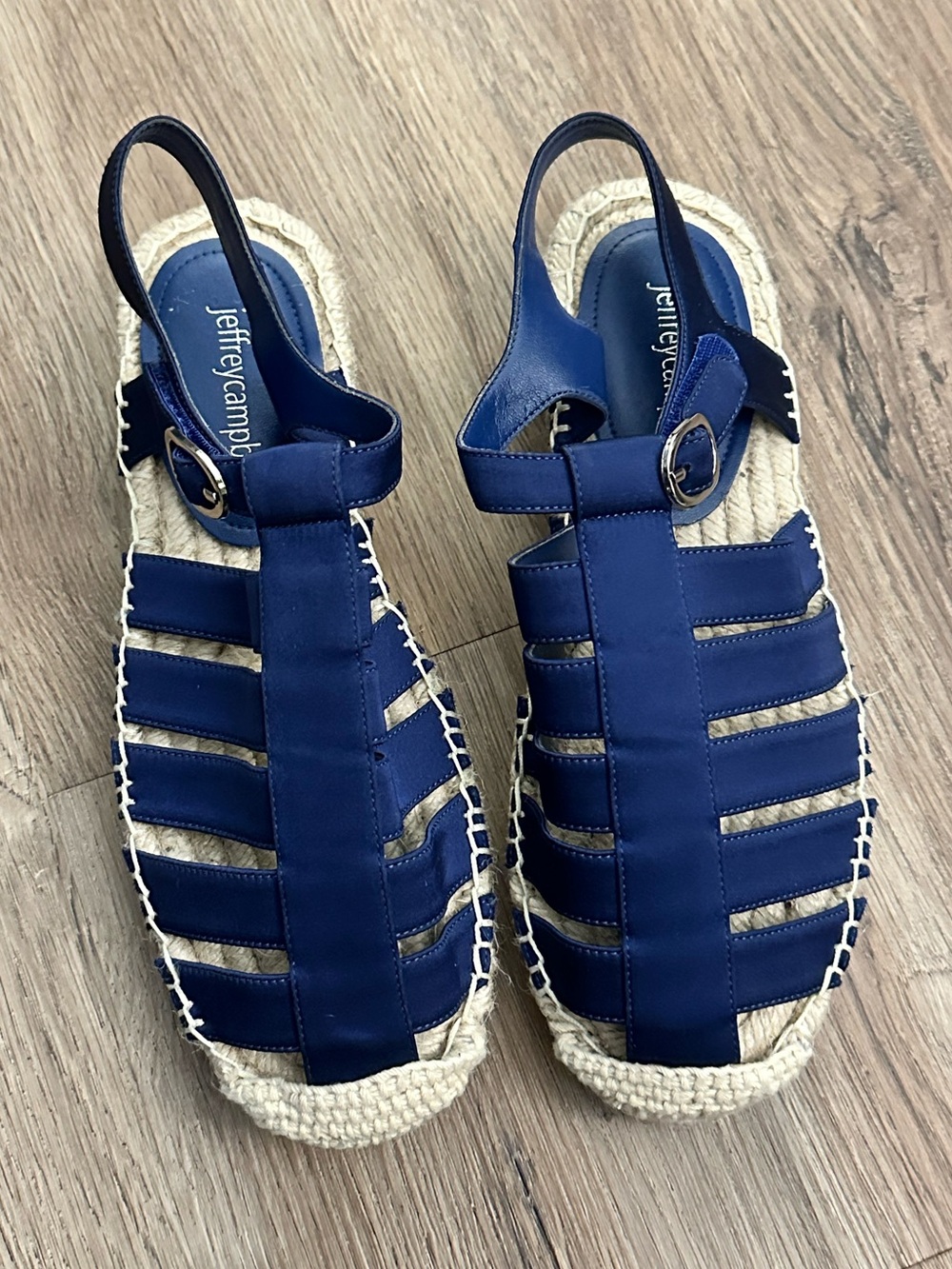 Jeffrey Campbell Cobalt Blue Tan Lines Espadrille Fisherman Sandals Tropical 6